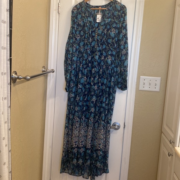 Free People Women’s  See it Through Blue Maxi Dress ( multiple Small / Large) - Picture 2 of 15